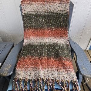 Ruggine Very Soft Multicolor Woven Fringe Scarf 80" Length x 20" Wide 100% Poly